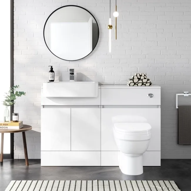 Foster Gloss White Combination Vanity Basin and Seattle Toilet 1200mm