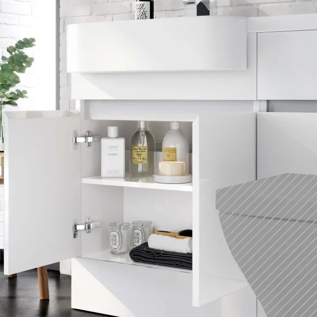 Foster Gloss White Basin Vanity With Back To Wall Unit 1200mm - Left Handed