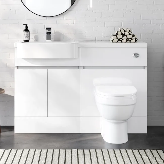 Foster Gloss White Combination Vanity Basin and Seattle Toilet 1200mm - Left Handed