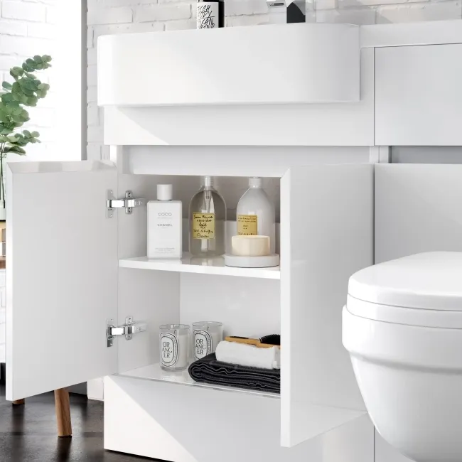 Foster Gloss White Combination Vanity Basin and Seattle Toilet 1200mm - Left Handed