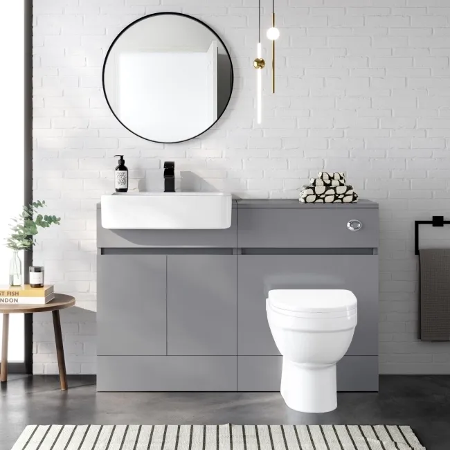 Foster Stone Grey Back To Wall Unit and Seattle Toilet