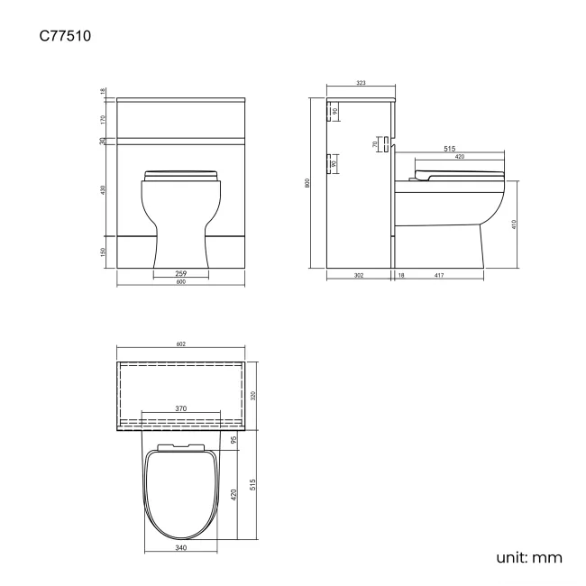 Foster Stone Grey Back To Wall Unit and Seattle Toilet