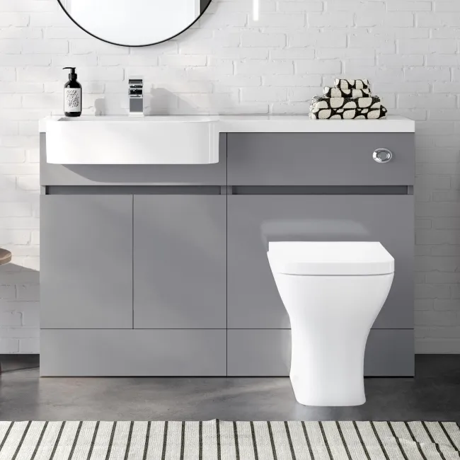 Foster Stone Grey Combination Vanity Basin and Atlanta Toilet 1200mm - Left Handed