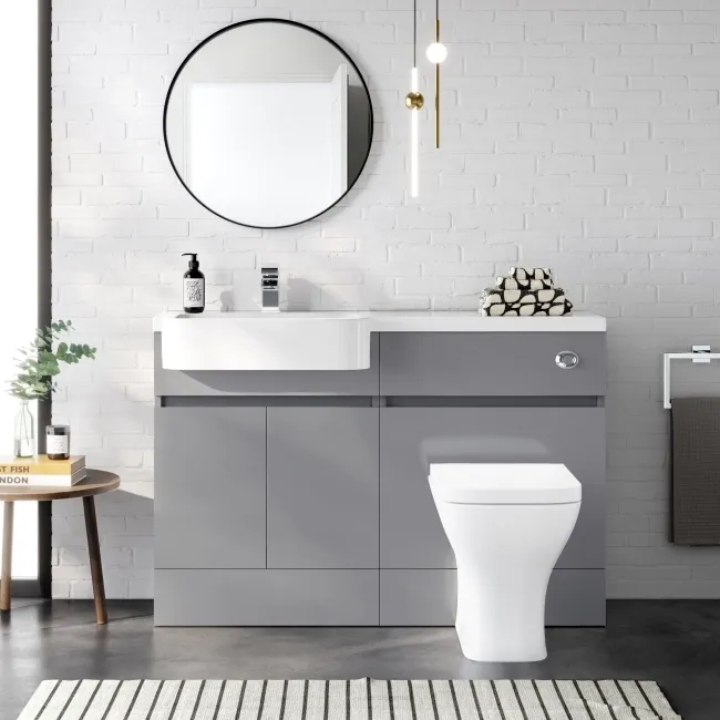 Foster Stone Grey Combination Vanity Basin and Atlanta Toilet 1200mm - Left Handed