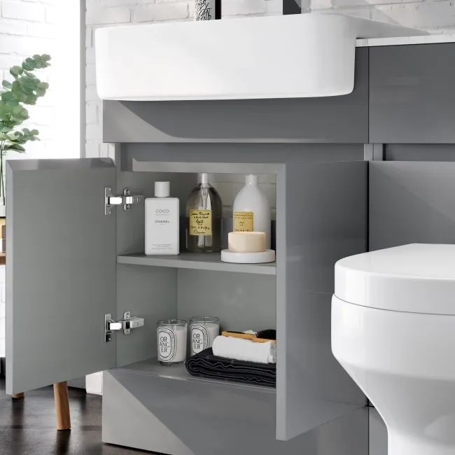 Foster Stone Grey Combination Vanity Basin with Marble Top & Denver Toilet 1200mm