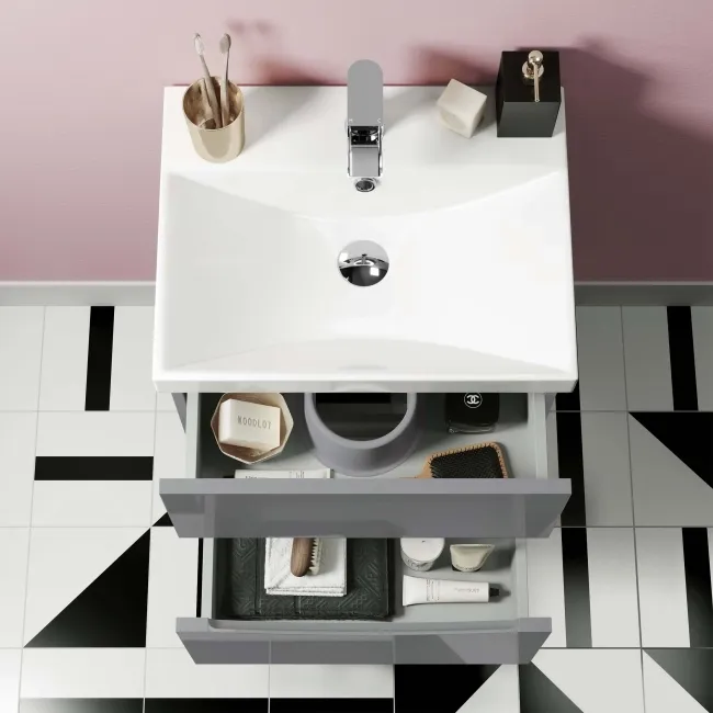 Austin Stone Grey Basin Drawer Vanity 500mm and Denver Back To Wall Toilet Set