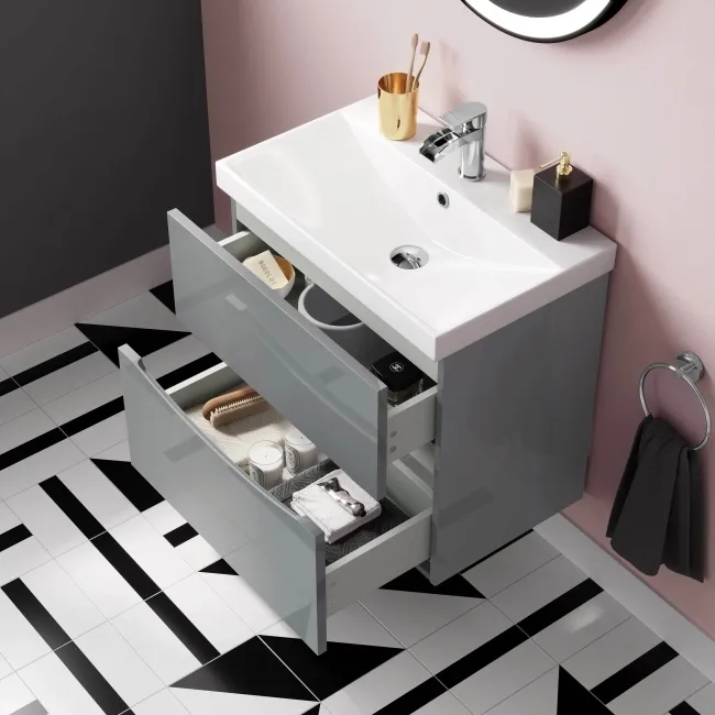 Austin Stone Grey Basin Drawer Vanity 600mm and Denver Back To Wall Toilet Set