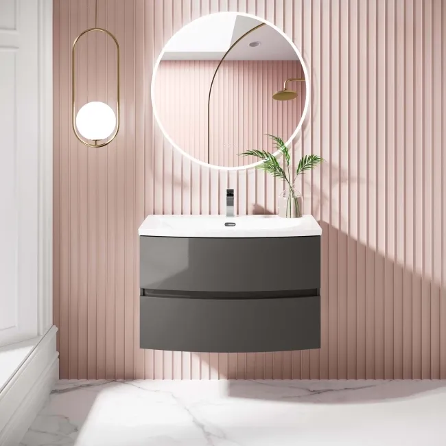 Bali Tungsten Grey Wall Hung Basin Drawer Vanity 800mm