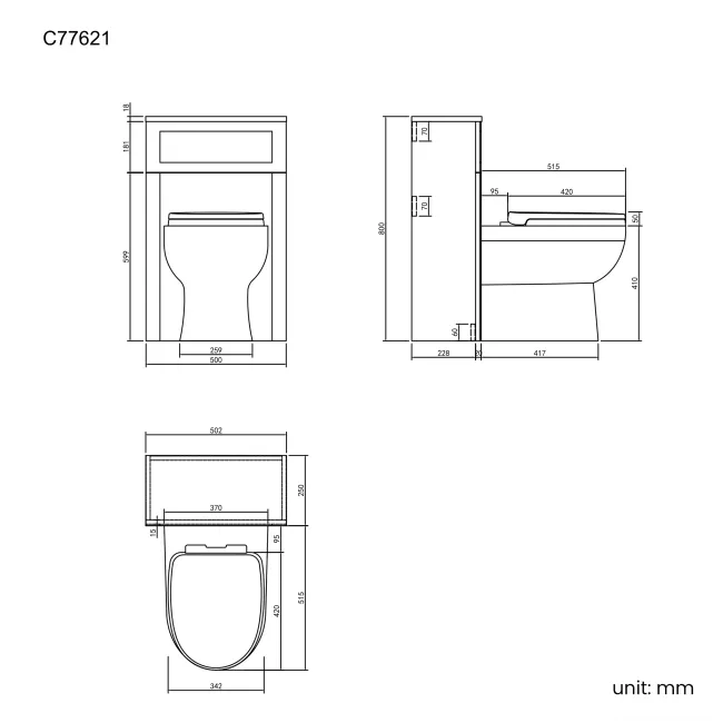 Bermuda Traditional Dove Grey Slimline Back To Wall Unit and Seattle Toilet
