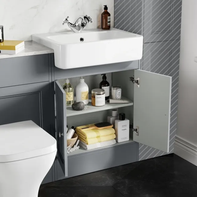 Monaco Dove Grey Combination Vanity Basin with Marble Top & Atlanta Toilet 1200mm