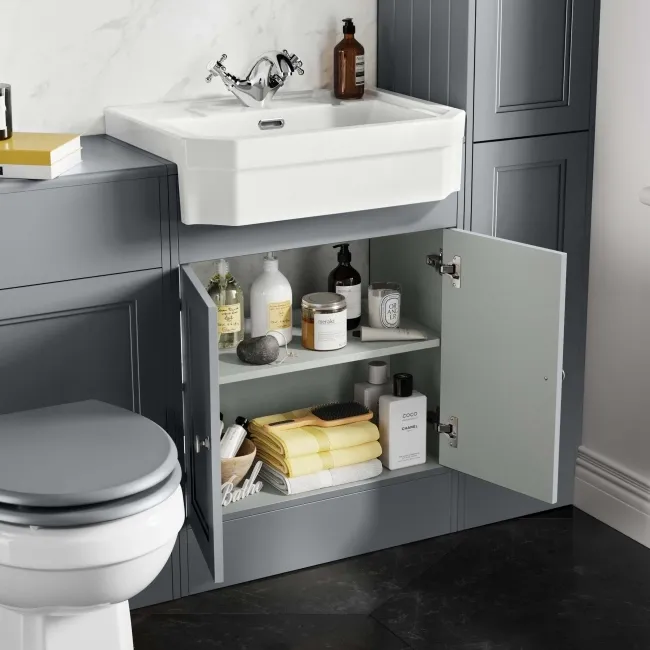 Monaco Dove Grey Traditional Basin Vanity 600mm
