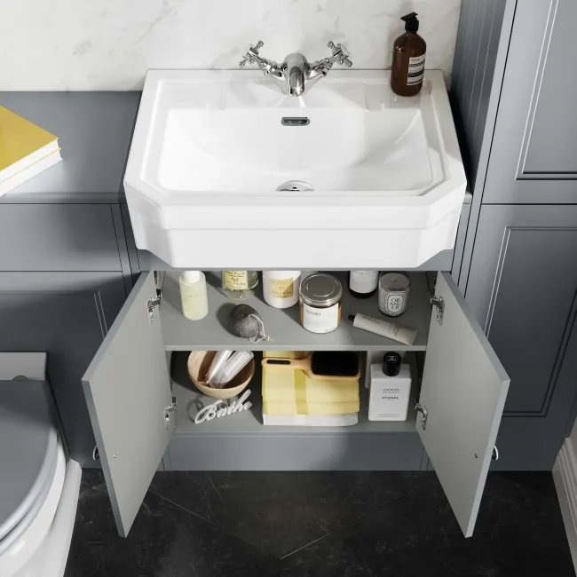 Monaco Dove Grey Traditional Basin Vanity 600mm
