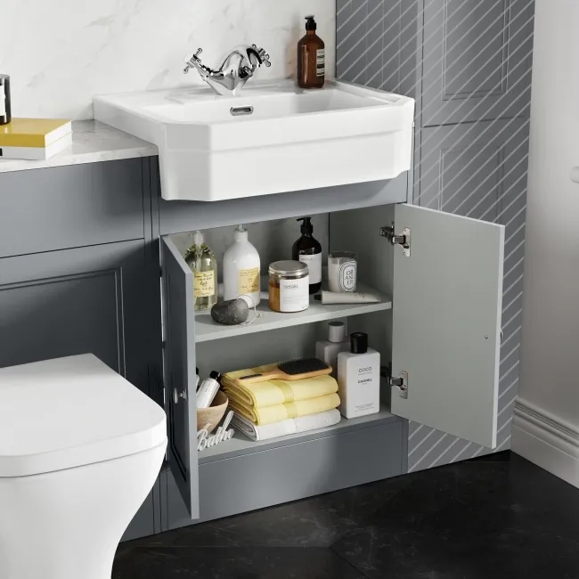 Monaco Dove Grey Combination Vanity Traditional Basin with Marble Top & Atlanta Toilet 1200mm