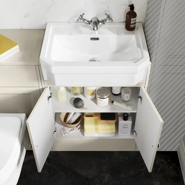 Monaco Chalk White Combination Vanity Traditional Basin and Seattle Toilet 1200mm