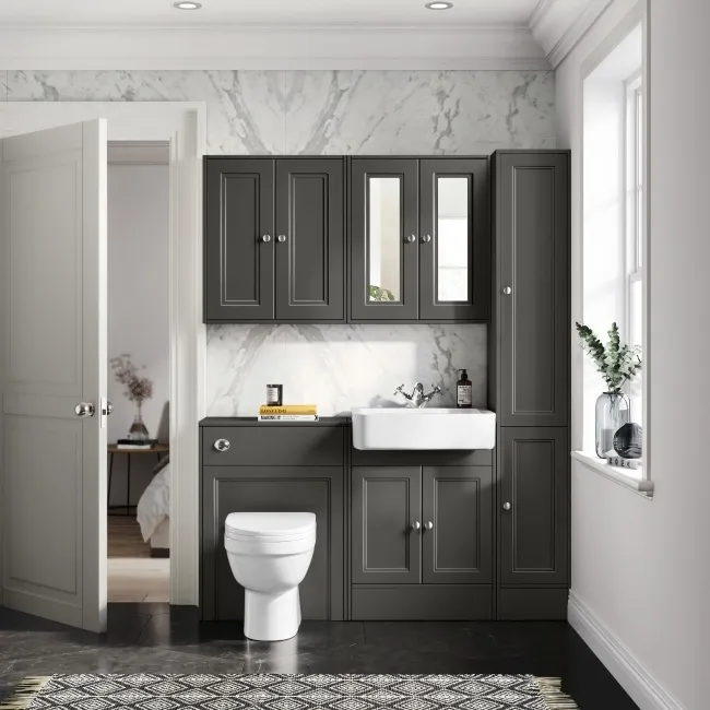 Monaco Graphite Grey Combination Vanity Basin and Seattle Toilet 1200mm