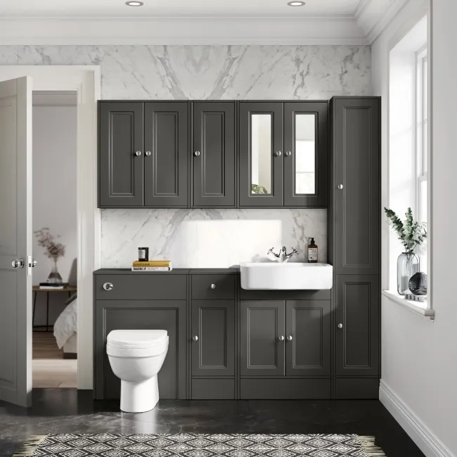 Monaco Graphite Grey Combination Vanity Basin and Seattle Toilet 1500mm