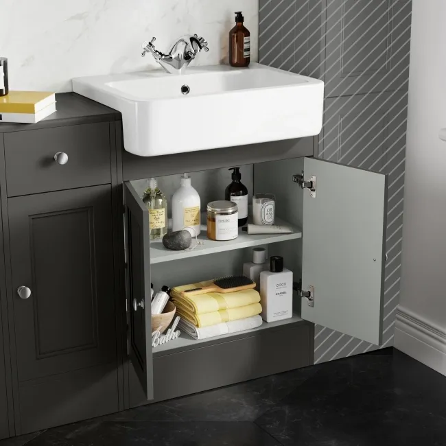 Monaco Graphite Grey Combination Vanity Basin and Seattle Toilet 1500mm