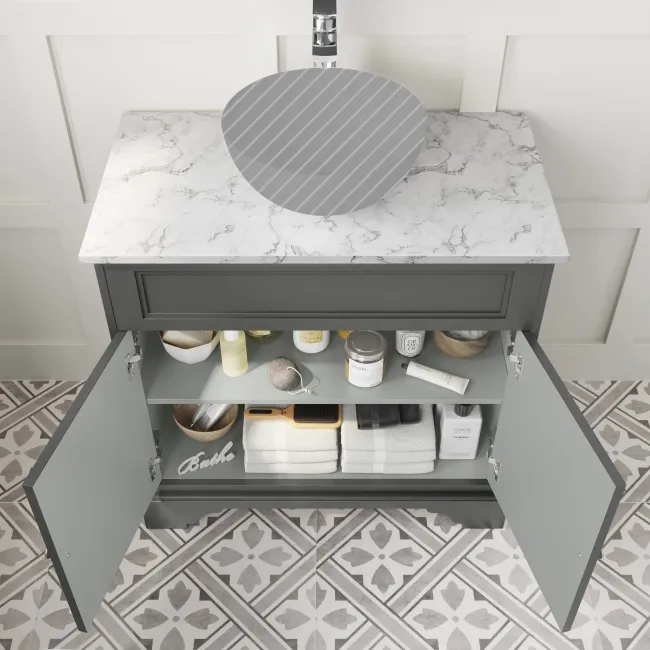 Lucia Graphite Grey Cabinet with Marble Top 840mm - Excludes Counter Top Basin