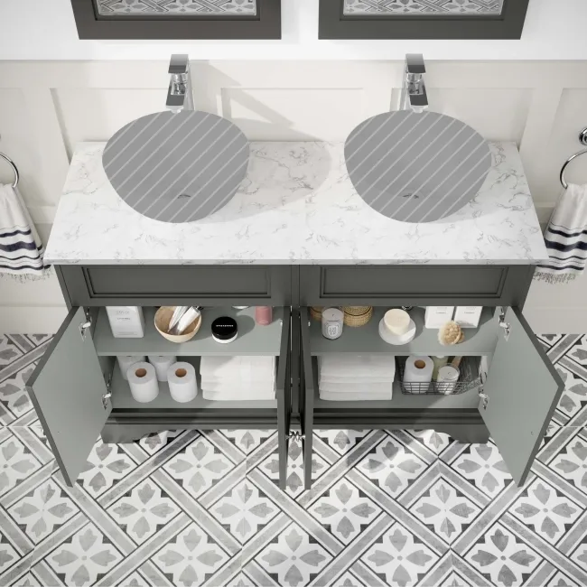 Lucia Graphite Grey Cabinet with Marble Top 1200mm - Excludes Counter Top Basins