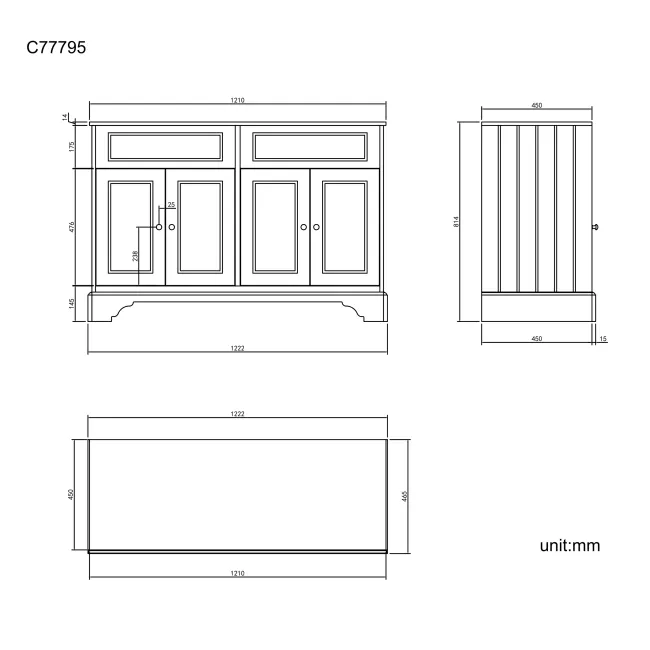 Lucia Graphite Grey Cabinet with Marble Top 1200mm - Excludes Counter Top Basins