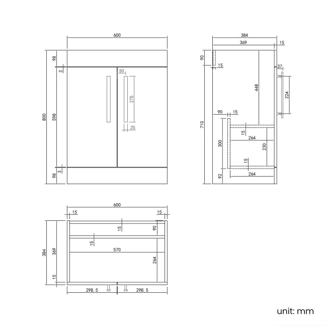 Avon Gloss White Combination Vanity Basin and Aruba Toilet 1100mm - Black Accents - Left Handed