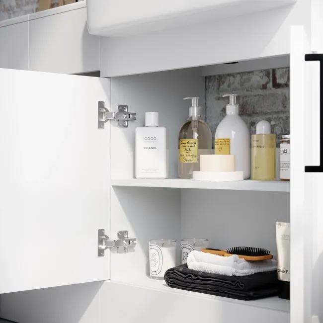 Harper Gloss White Combination Vanity Basin 1500mm - Black Accents (Excludes Pan + Cistern)