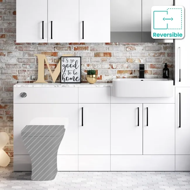 Harper Gloss White Combination Vanity Basin with Marble Top 1500mm - Black Accents