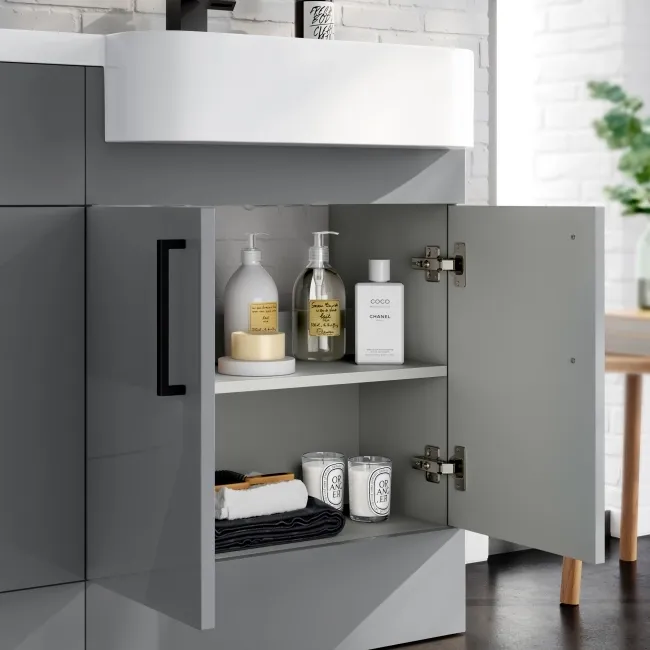 Harper Stone Grey Combination Vanity Basin and Aruba Toilet 1200mm - Black Accents - Right Handed