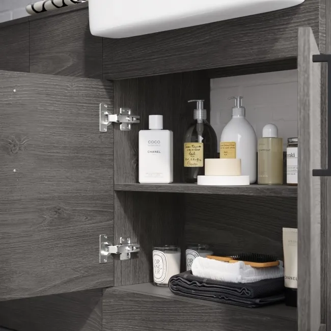 Harper Charcoal Elm Combination Vanity Basin 1500mm - Black Accents (Excludes Pan + Cistern)