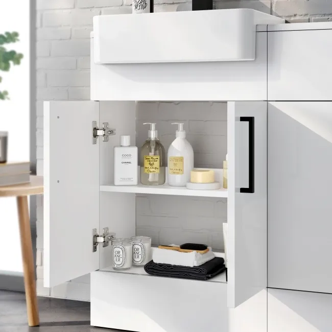 Harper Gloss White Combination Vanity Basin & Miami Toilet 1000mm - Black Accents