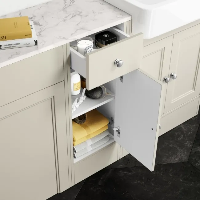 Monaco Chalk White Combination Vanity Basin with Marble Top and Seattle Toilet 1500mm