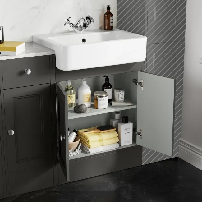 Monaco Graphite Grey Combination Vanity Basin with Marble Top and Seattle Toilet 1500mm