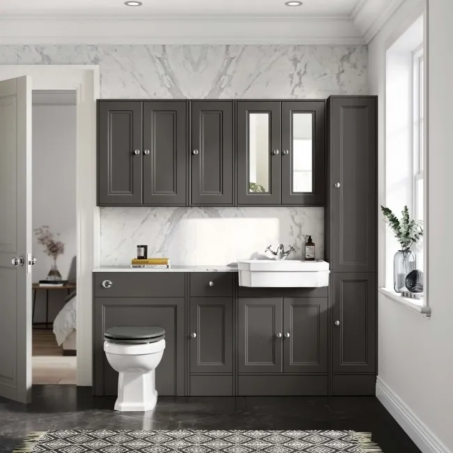 Monaco Graphite Grey Combination Vanity Traditional Basin with Marble Top 1500mm (Excludes Pan & Cistern)