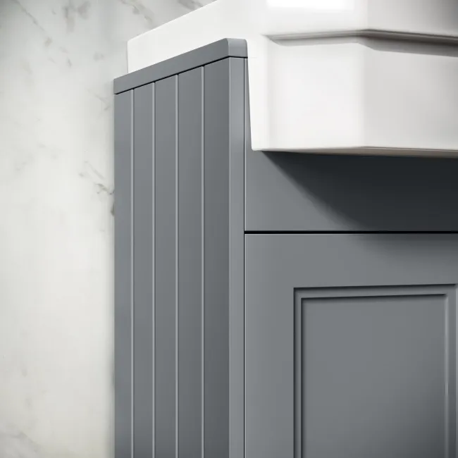 Monaco Dove Grey Combination Vanity Traditional Basin and Hudson Toilet with Wooden Seat 1200mm