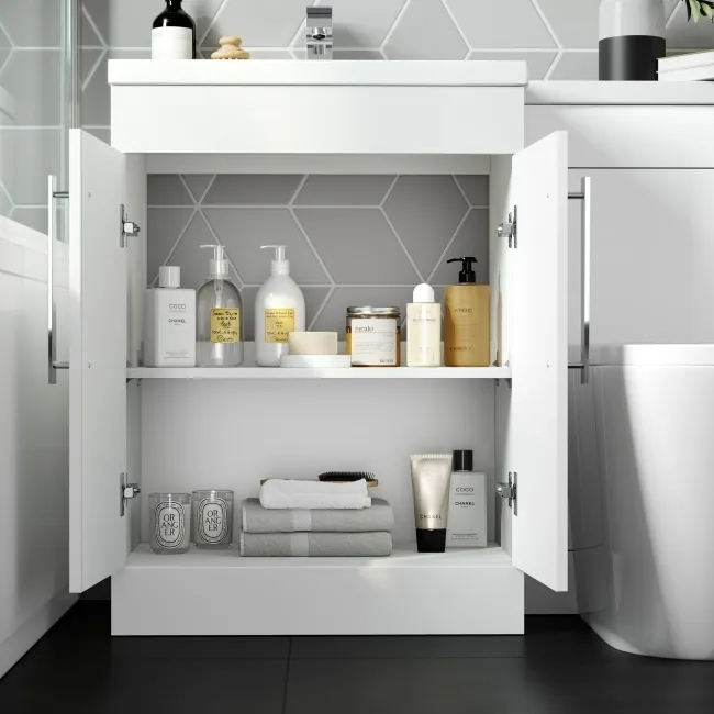 Avon Gloss White Combination Vanity Basin and Boston Toilet 1100mm - Left Handed