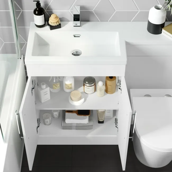 Avon Gloss White Combination Vanity Basin and Boston Toilet 1100mm - Left Handed