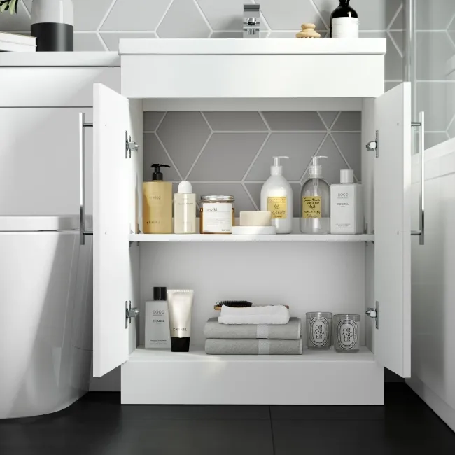 Avon Gloss White Combination Vanity Basin and Boston Toilet 1100mm - Right Handed