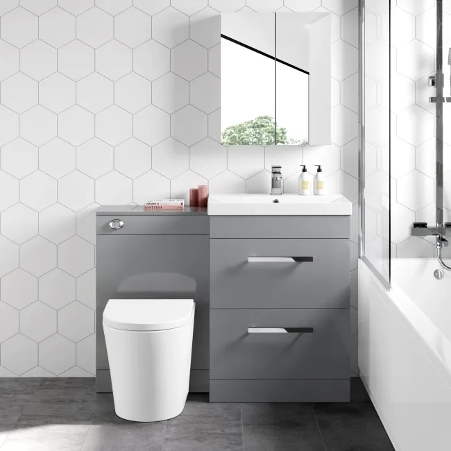 Avon Stone Grey Combination Basin Drawer and Boston Toilet 1100mm