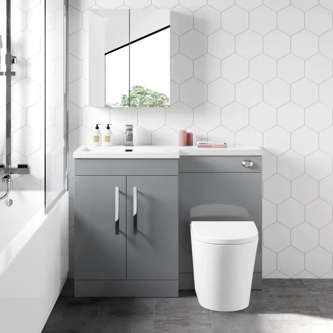 Avon Stone Grey Combination Vanity Basin and Boston Toilet 1100mm - Left Handed