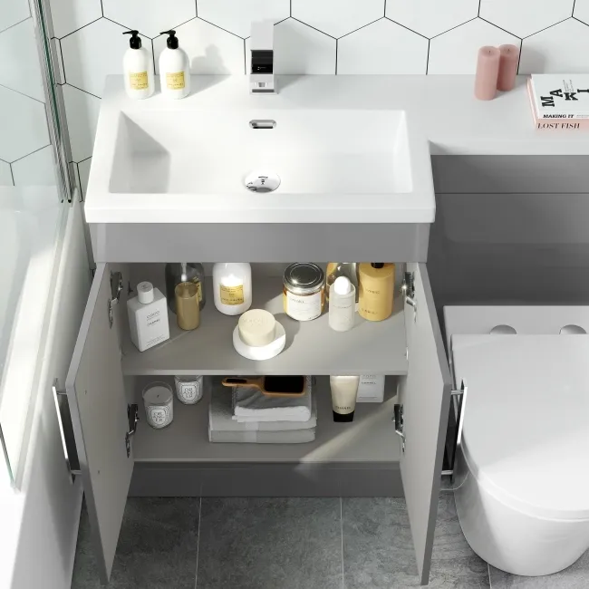 Avon Stone Grey Combination Vanity Basin and Boston Toilet 1100mm - Left Handed