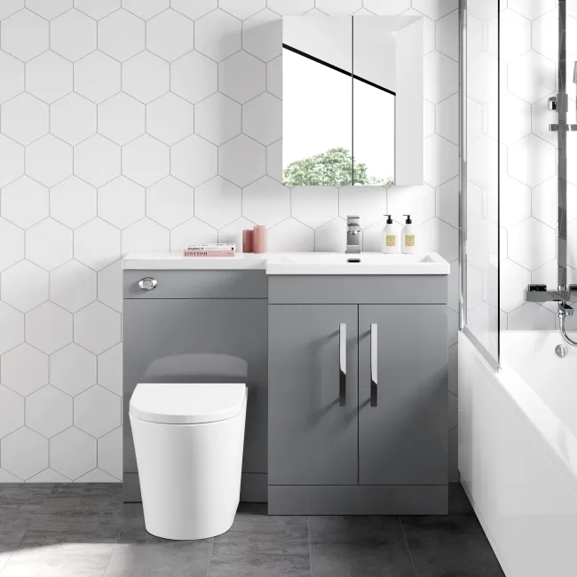 Avon Stone Grey Combination Vanity Basin and Boston Toilet 1100mm - Right Handed