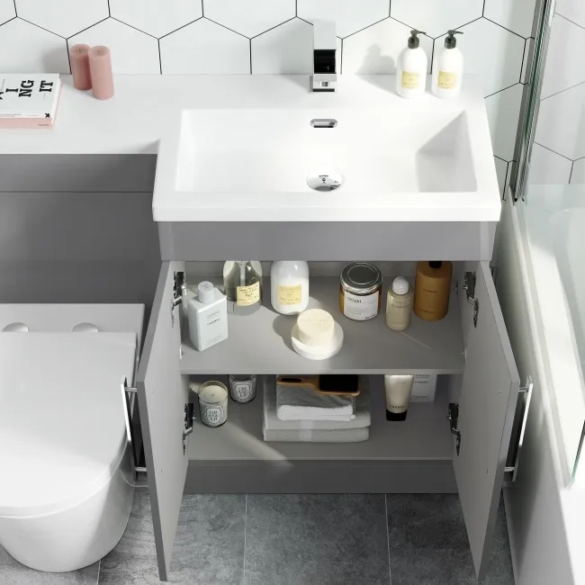 Avon Stone Grey Combination Vanity Basin and Boston Toilet 1100mm - Right Handed