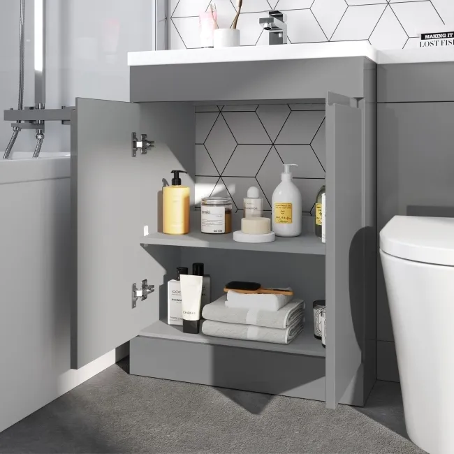 Trent Stone Grey Combination Vanity Basin and Boston Toilet 1100mm - Left Handed