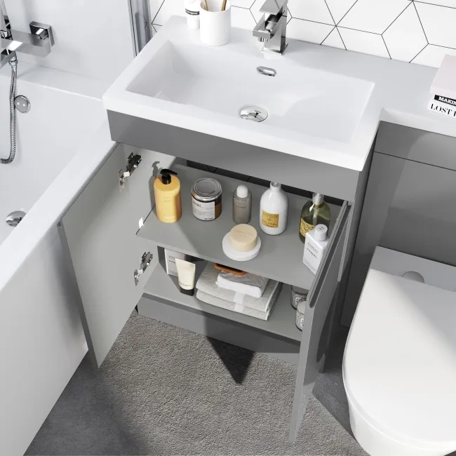 Trent Stone Grey Combination Vanity Basin and Boston Toilet 1100mm - Left Handed