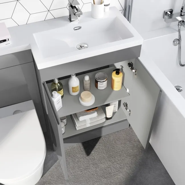 Trent Stone Grey Combination Vanity Basin and Boston Toilet 1100mm - Right Handed