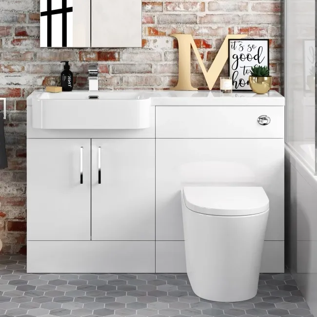 Harper Gloss White Combination Vanity Basin and Boston Toilet 1200mm - Left Handed