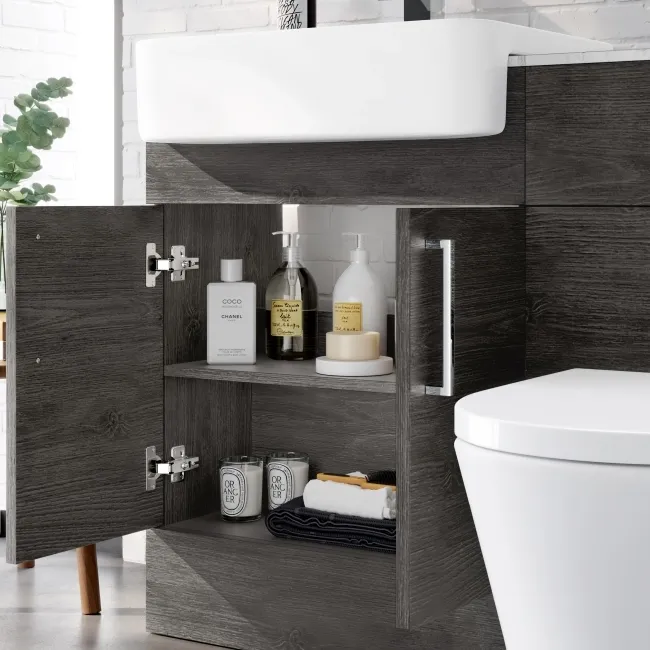 Harper Charcoal Elm Combination Vanity Basin with Marble Top & Boston Toilet 1200mm