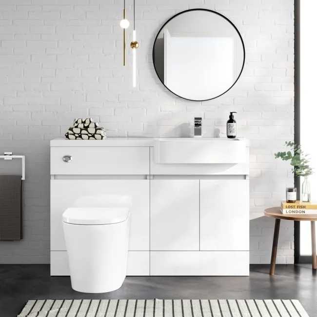 Foster Gloss White Combination Vanity Basin and Boston Toilet 1200mm - Right Handed
