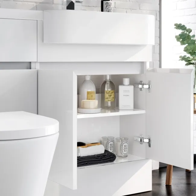 Foster Gloss White Combination Vanity Basin and Boston Toilet 1200mm - Right Handed