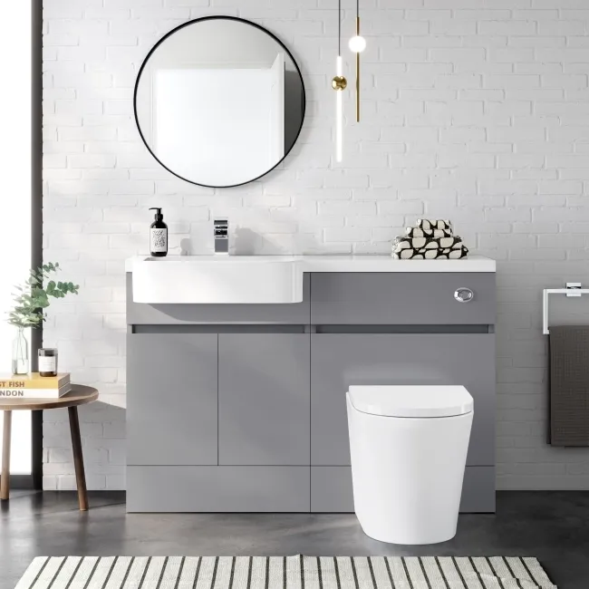 Foster Stone Grey Combination Vanity Basin and Boston Toilet 1200mm - Left Handed